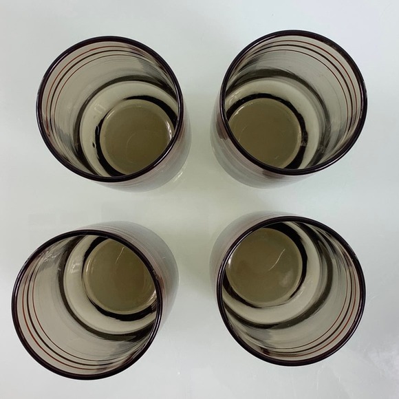 VTG MCM 1970s Smoked Tumblers Orange & Brown drinkware set of 4 EUC - Picture 5 of 9